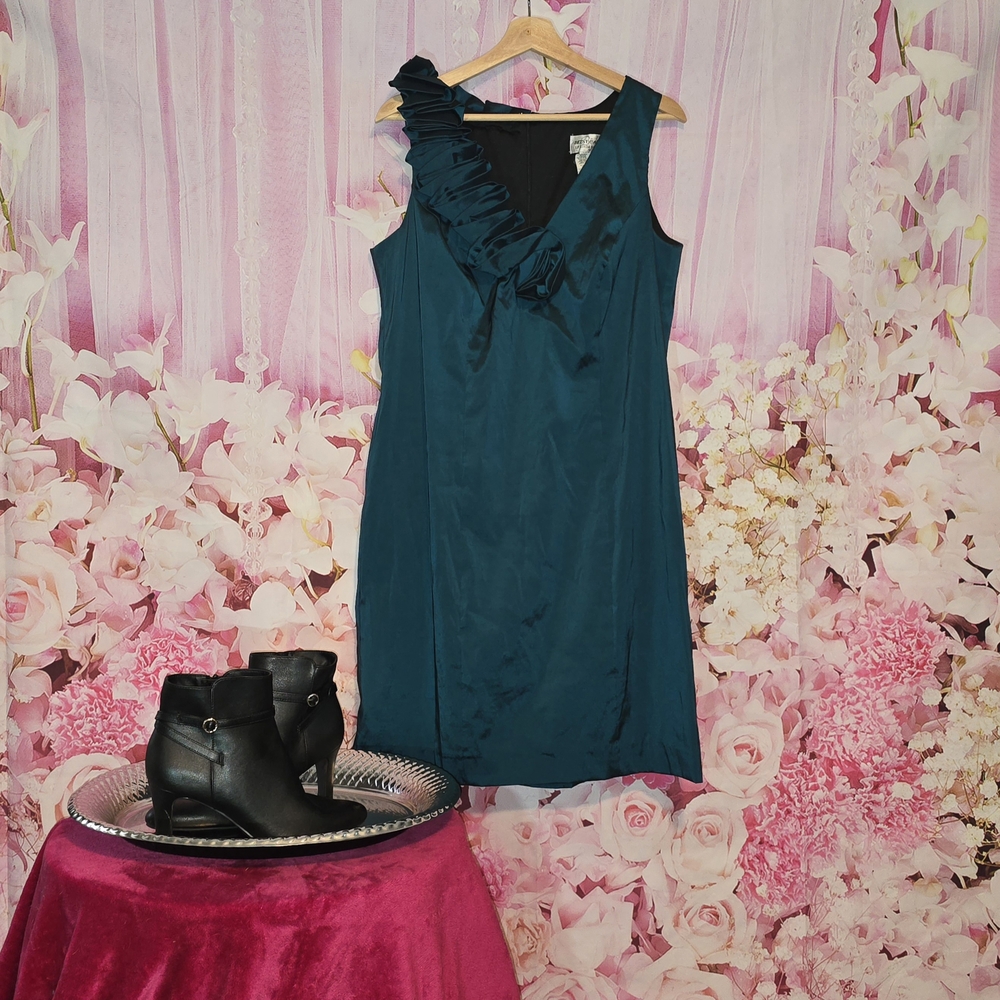 Betsy & Adam Teal One Shoulder Dress